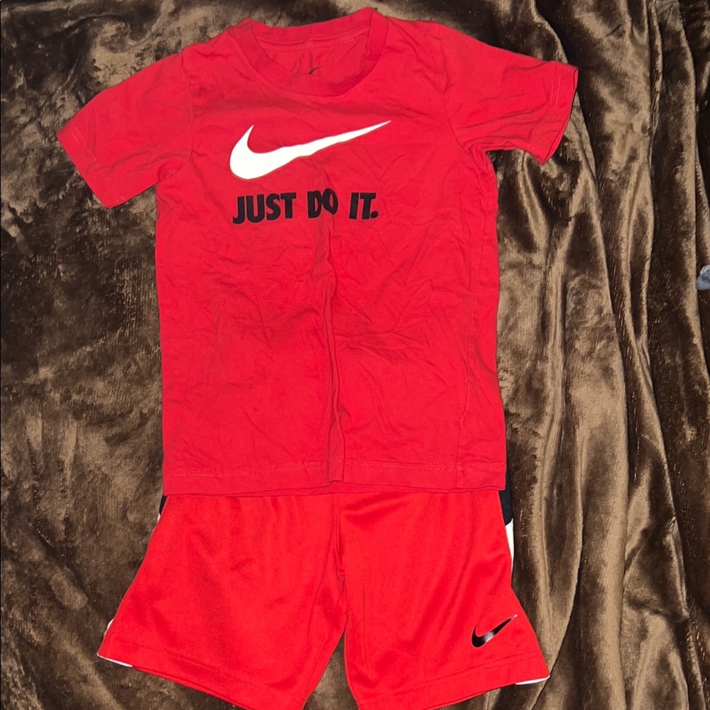 Nike Red Just Do It T-Shirt and Shorts